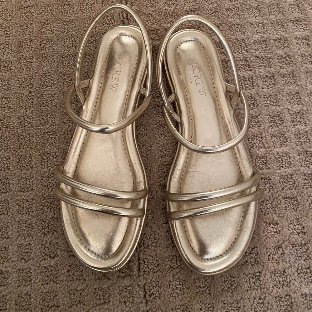 J crew factory gold flat sandals
